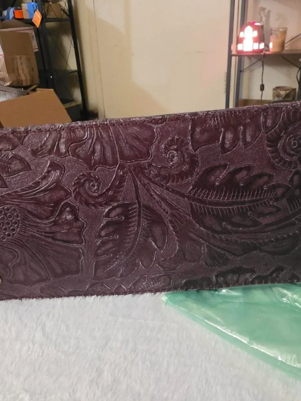 Salina Italian Genuine Leather Hand-Tooled Floral Satchel Bag